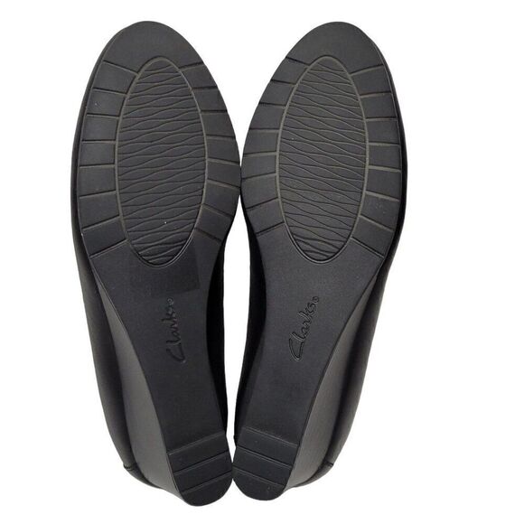 Clarks Wedge Heels Women Size 8.5 M Mallory Pearl Black Shoes Ortholite Footbed - Picture 11 of 13